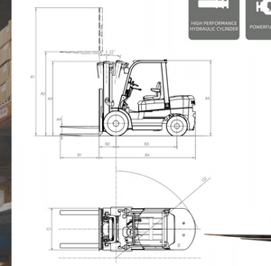 Ce Dieselheftruck Industriële Buitenzijlader Hefhoogte 3000Mm 2.5T Magazijn Automatische/Handgeschakelde Versnellingsbak - Product Image 6
