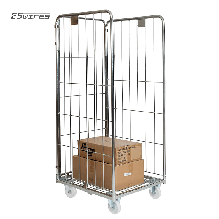 Popular Customized Laundry 3 Sided Roll Cage Roll Container For Logistics