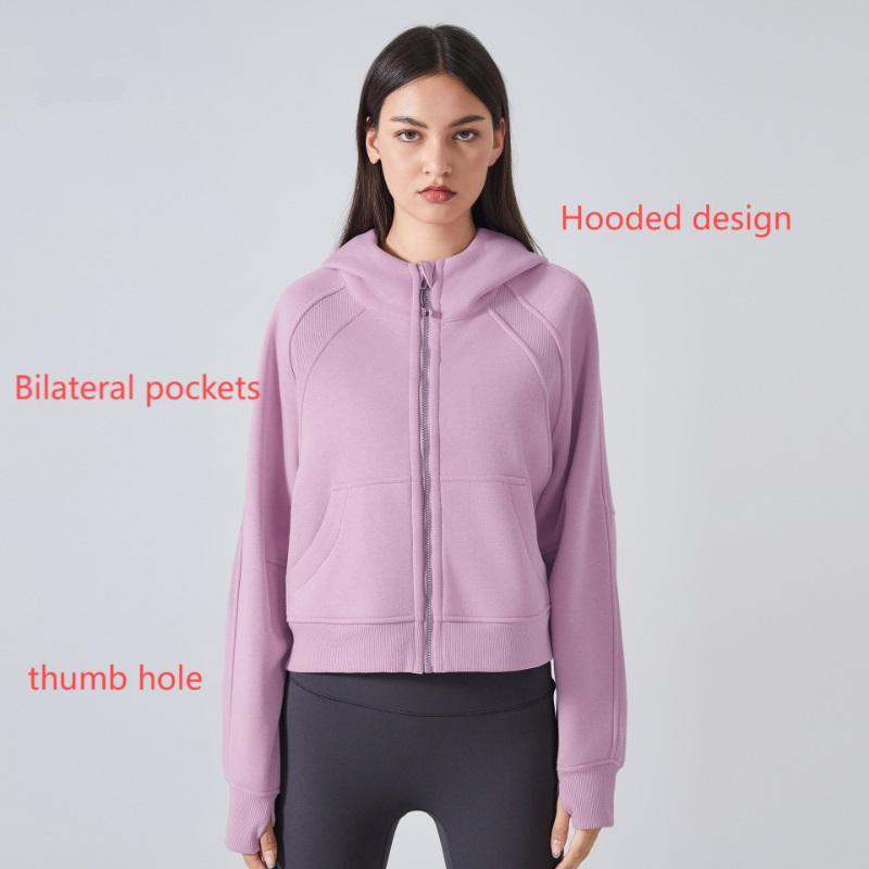 Women's Autumn/Winter New Velvet Zipper Hooded Sports Jacket Loose Casual Hoodie Yoga Top Fitness Running Fashion