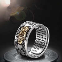 Hommes Feng Shui Amulette Richesse Chanceux Ouvert Réglable Pixiu Anneau Chine Culture Traditionnelle Unisexe Bouddhiste Nuage Pixiu Anneau
