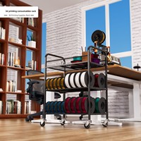 Rak Filamen Printer 3D Tiga Lapis Logam Tebal Multifungsi Kapasitas Besar Tipe Lantai Kompatibel