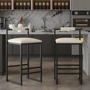 <b>Adjustable</b> Luxury Kitchen <b>Stools</b> Modern High Counter <b>Height</b> Bar Chairs with Steel Frame for Dining Living Room Bedroom Set of 2 - Product Image 3