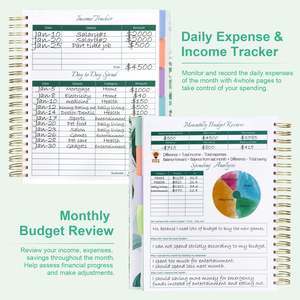 맞춤형 디자인 월간 재정 플래너 오거나이저 날짜 없는 스파이럴 예산 지출 추적기 포켓 포함 예산 플래너 - Product Image 5