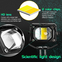 Phare LED auxiliaire super lumineux 100W bicolore pour moto tout-terrain, 4x4, VTT, SUV et véhicules automobiles