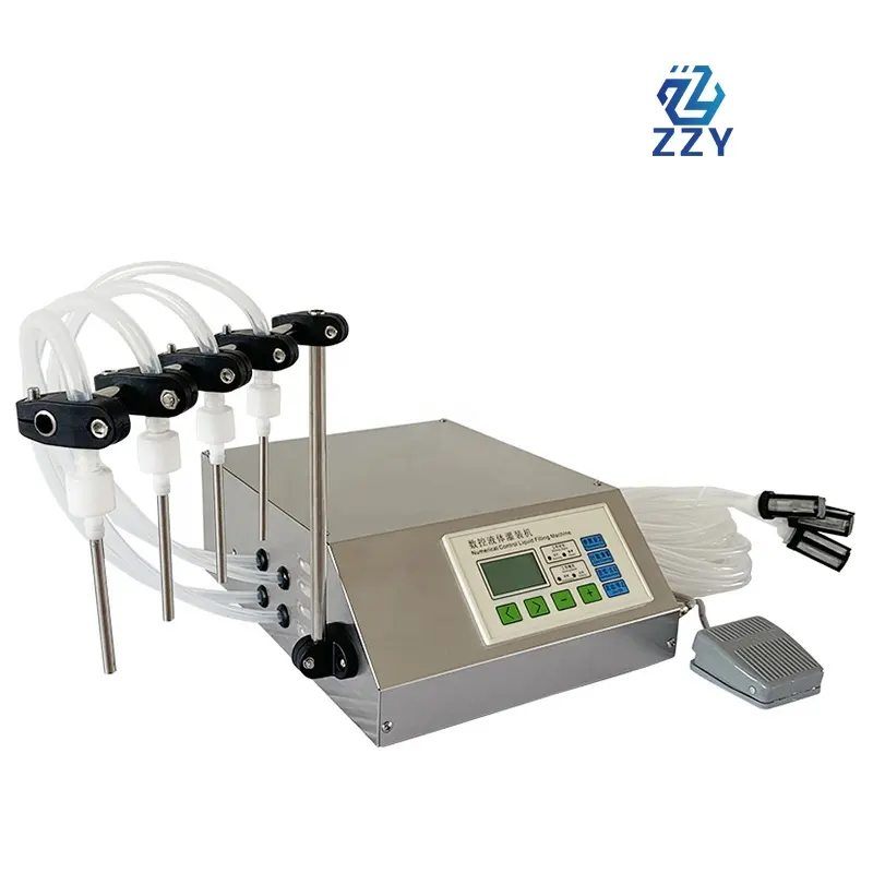 향수 물 주스 에센셜 오일에 대한 ZY 4 채널 전기 디지털 제어 펌프 정량 중량 액체 충전 기계