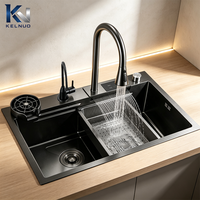 Évier de cuisine intelligent anti-condensation Integrity Service, en acier inoxydable 304 noir nano