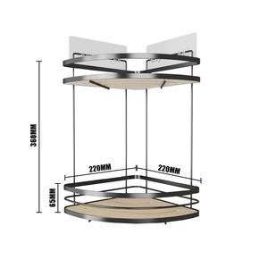 Moderno Estante Esquinero de Acero para <span class=keywords><strong>Ducha</strong></span>, Organizador de Pared, <span class=keywords><strong>Sin</strong></span> Perforaciones, de 2 Niveles, Metálico y de Madera, para Cocina/Baño - Product Image 4