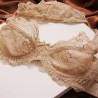 Soutien-gorge sexy en dentelle ultra-fine respirante pour femme, avec bonnets profilés et fermeture dorsale, conçu pour affiner visuellement les grandes poitrines