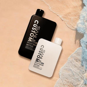 Botella de loción para bebé de HDPE de 200ml, contenedor de champú plano para loción bronceadora, <span class=keywords><strong>protector</strong></span> <span class=keywords><strong>solar</strong></span>, embalaje cosmético personalizado - Product Image 1