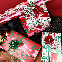 Papier d'emballage cadeau en silicone enduit de luxe, série Noël, emballage décoratif haut de gamme pour cadeaux de fêtes, recyclable