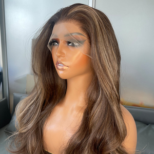 Highlights Futura 13X4 Peluca con malla frontal sintética Línea de cabello prearrancada Onda de cuerpo largo Pelucas atadas a media mano sin pegamento para mujeres negras - Product Image 1