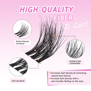 Hybrid <b>Light</b> Volume Lash <b>Clusters</b> Spiky DD Curl Bottom Lash Synthetic 3D Eyelashes - Product Image 4