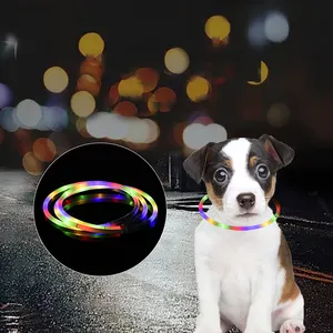 Pet Shiny Dog Collar Luminous Anti-Lost Dog Harness Streamer Lamp Bead Collar Safety Flash Collar Dog Harness