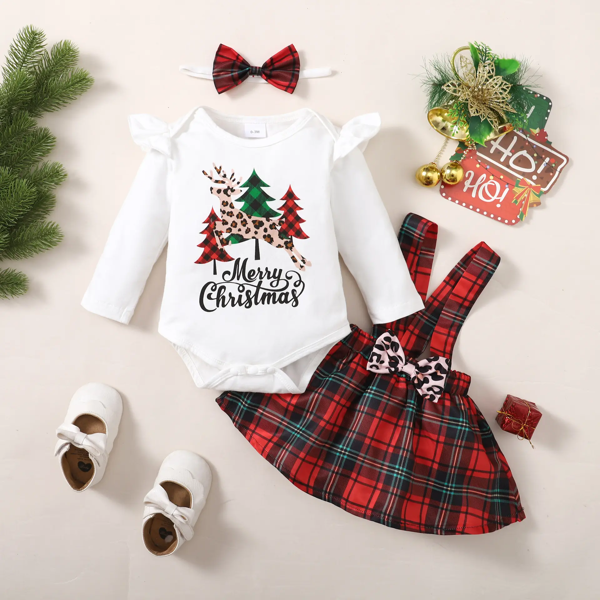 बच्चे लड़की क्रिसमस पोशाक + शर्ट सेट प्लेड हिरण क्रिसमस राजकुमारी लड़कियों के कपड़े बच्चे को कपड़े बच्चों क्रिसमस संगठन