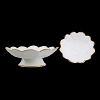 Assiette de service en porcelaine, assiette à fruits en céramique, bol à fruits, assiette à dessert avec bordure en or 1 pièce