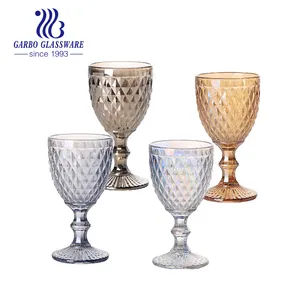 قدح مياه زجاجي ملون بتصميم عتيق, مجموعة من 6 ألوان متعددة ، 11 أونصة ، عنبر ، سموكي ، رمادي ، الباستيل