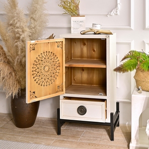 Meuble de rangement latéral de cuisine en bois blanc INNOVA, armoire avec pieds en métal, salle à manger, salon, entrée, hôtel, accent moderne, décoration de la maison - Product Image 4