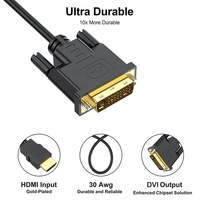 Câble coaxial blindé en PVC plaqué or bidirectionnel DVI mâle-mâle pour transmission vidéo Full HD 1080P 3D pour DVD