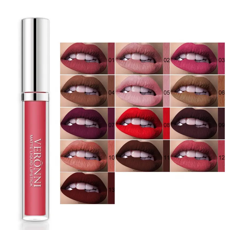 Beauty Cosmetics 13 Farbe Matt Wasserdichtes Make-up Flüssiger Lippenstift Langlebiges Lipgloss-Set