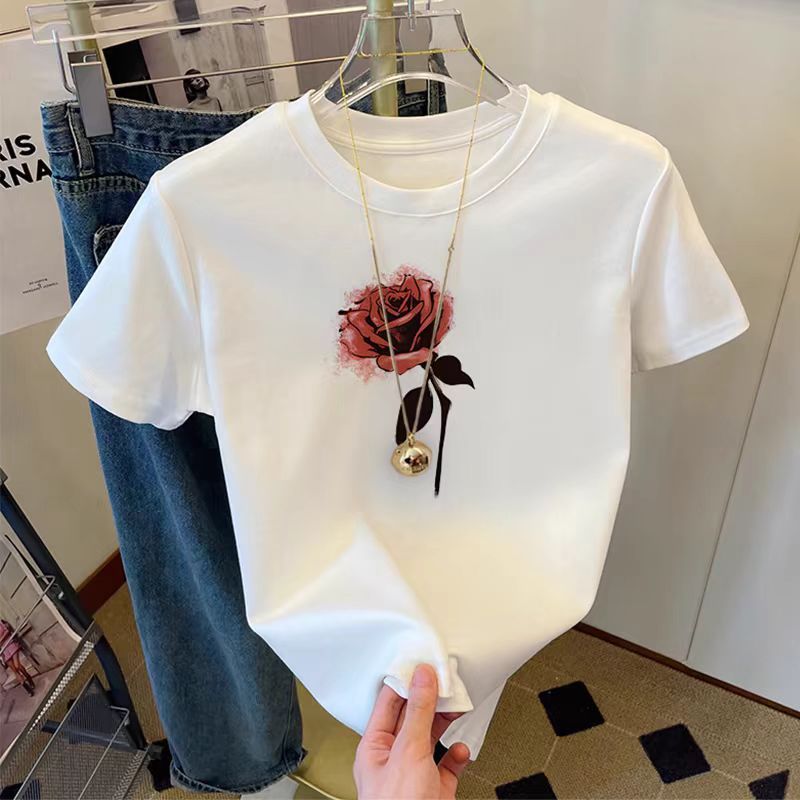 2025 Summer New Short-sleeved Women's 100% Cotton T-shirt Casual Loose White Bottoming Inner Top Factory Direct Wholesale