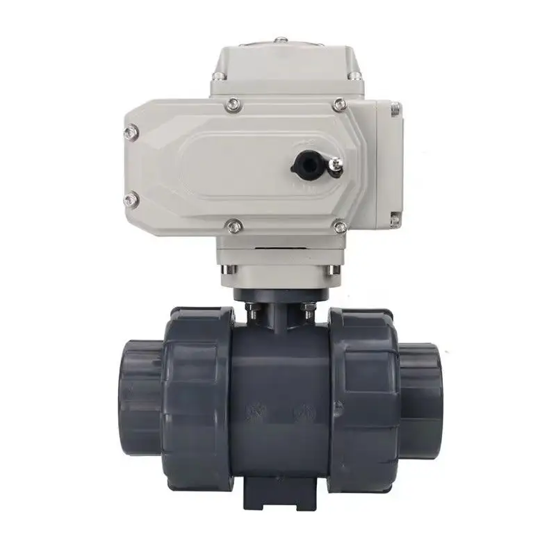 Water Treatment Control Upvc Plastic 2 Way 3Way 2'' Double Union Electric Actuato Pvc Motorized Ball Valve