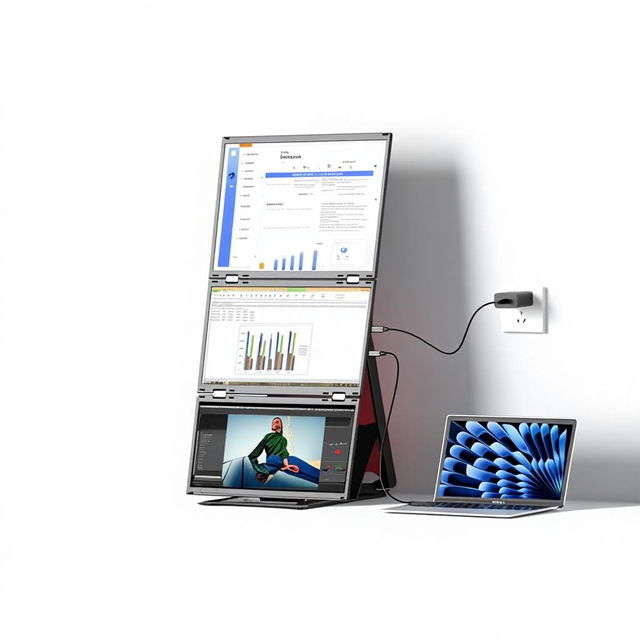 2026 4-Screen 15.6 Inch IPS Laptop Monitor Extender 1080P FHD One Cable Quad Screen Display for Business MacBook/Windows