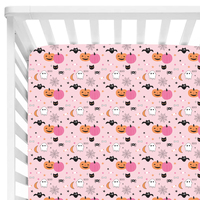 Précommande : Drap-housse simple en bambou pour mini-lit, motifs Halloween, personnalisable, sans minimum de commande