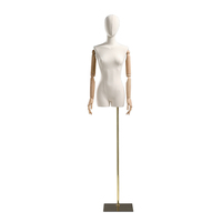 Mode fenêtre affichage femme Mannequin haut du corps couvert de tissu femme Mannequin demi-corps torse Mannequin avec bras en bois