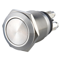 Interrupteurs à bouton-poussoir momentanés étanches IP65, commande rotative à pôles, borne à broche, métal éclairé par points, 19 mm, double action, 2 broches, 3