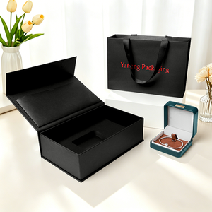 Caja de Joyería de Piel Sintética PU de Lujo Personalizada por el Fabricante, Caja Magnética con Bolsa de Papel Portátil para Regalo - Product Image 1