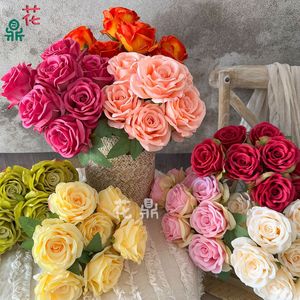 Bouquet de roses en soie style coréen, 7-9 têtes, fleurs artificielles faites à la main pour mariage, décoration de la maison, Saint-Valentin - Product Image 1
