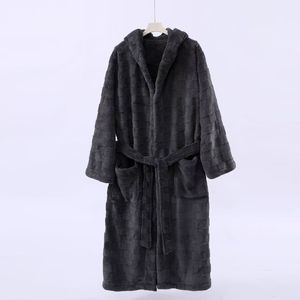 <span class=keywords><strong>Accappatoio</strong></span> Lungo con Cappuccio in Pile Corallo Unisex 330GSM Ispessito per Autunno/Inverno, Pigiama da <span class=keywords><strong>Uomo</strong></span>, Vestaglia con Scollo a V, <span class=keywords><strong>Set</strong></span> Homewear - Product Image 1