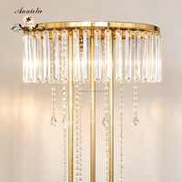 Support de présentation de boule de fleurs géante en métal doré ANNIELU avec perles acryliques pour décorations de mariage et événements