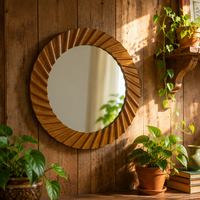 Miroir mural décoratif style nordique, accent décoratif pour la maison, 76,2*3,18*76,2CM, miroir mural en bois antique pour la décoration intérieure