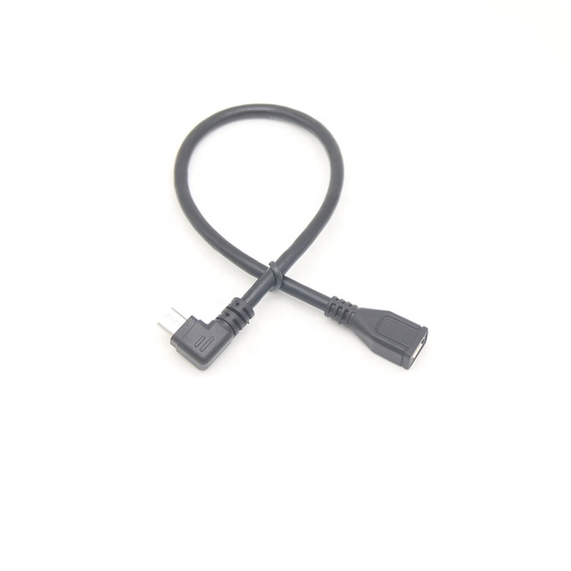 0.25m 90 Degree Right Left up Down Angle Micro USB 2.0 Male to Female Extension Cable