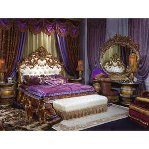 Cama Doble de Madera Tallada a Mano de Estilo Barroco Francés de Lujo, Muebles de Dormitorio Clásicos Europeos Vintage de Alta Gama para <span class=keywords><strong>Hotel</strong></span> y Hogar - Product Image 3