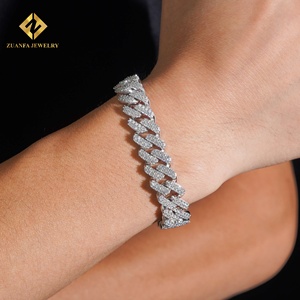 Zuanfa Lab Grown Diamond Bracelet Popular 12.3mm Cross Cuban <b>Chain</b> Cuban Link <b>Chain</b> Necklace Bracelet Men <b>Iced</b> <b>Out</b> Diamond 925 - Product Image 2