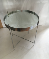 Plateau miroir carré noir, style moderne, avec bout latéral, table basse, design KD