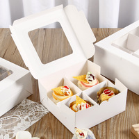 Caja para Pastelería con Ventana y Divisores de 2/4/6/9/12 Compartimentos, Caja para Galletas, Dulces, Pasteles y Muffins con Insertos