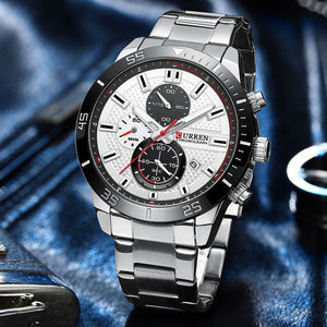 Reloj de Cuarzo Curren 8417 Cronógrafo con Calendario, de Acero Inoxidable, Resistente al Agua, Elegante, Luminoso, Casual y de Negocios para Hombre - Product Image 1