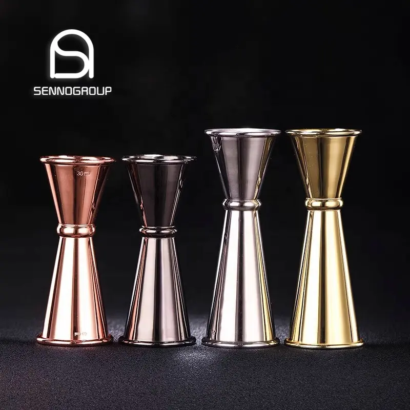 Factory Direct Sale Japanese Style 1/2oz Measuring Jigger 50ml Copper Plated Cocktail Jigger bar accessory jigger 30/60