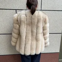 Manteau en fourrure de renard véritable pour femme, automne et hiver, à rayures verticales, 70 cm de long, veste en fourrure de renard naturel, nouvelle mode, manteau en fourrure de renard argenté