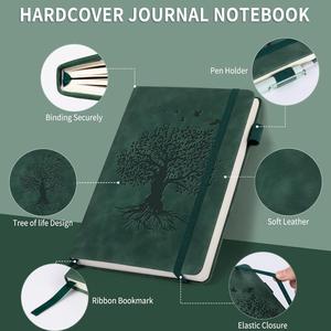 Sổ tay A5 kẻ dòng đen, 100 tờ, <span class=keywords><strong>80g</strong></span>, có dây thun, khâu chỉ, bìa cứng giả da, dùng cho học tập và làm việc - Nhật ký Novos - Product Image 2