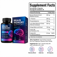 Kapsul Pendukung Daya Ingat Otak Potensi Tinggi 300mg Lion's Mane 300mg Bacopa untuk Vitalitas Kognitif Suplemen OEM ODM Grosir