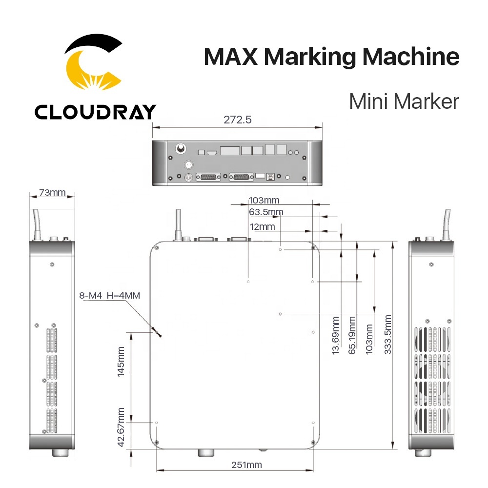 Cloudray 20W Machine de marquage Laser à fibers Mini marqueur portatif maximum