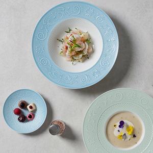 Assiette à soupe en céramique de style européen PITO, motif floral classique, assiette plate et assiette à soupe en porcelaine, assiette à soupe pour dîner, fête, mariage - Product Image 4