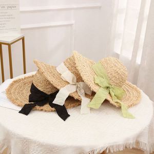 Chapeau de paille en raphia pour femme, à nouer, pour la plage, les vacances, protection solaire extérieure - Product Image 2