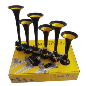 แตรลมรถยนต์ 6 ท่อ 36 เสียง แตรลมไฟฟ้าสำหรับรถบรรทุก แตรลมโลหะพร้อมปุ่มกด ไม่มีแบตเตอรี่ - Product Image 1