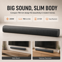 Barre de son home cinéma 200W 2.1 canaux avec BT 5.3, HD ARC, optique, AUX, USB et télécommande