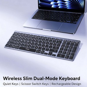 Clavier sans fil UGREEN K552 99 touches à commutateurs à ciseaux 2.4G double mode rechargeable fin pour ordinateur portable et de bureau - Product Image 4